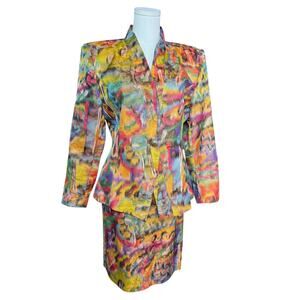 George Simonton X Neiman Marcus Set Jacket and Skirt Size 12 Metal Buttons